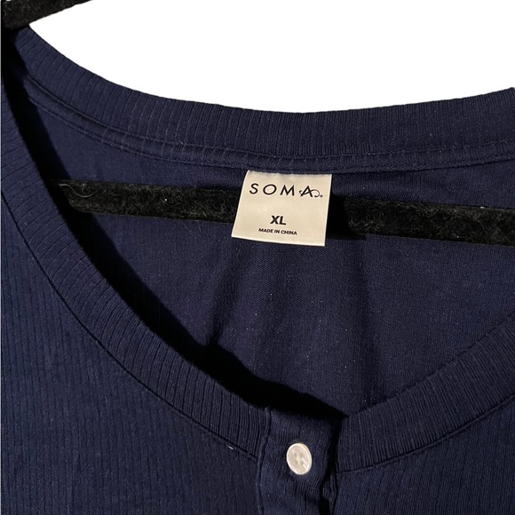 Soma Soft Ribbed Navy Blue Lounge Top Women’s Size XL - Picture 2 of 3